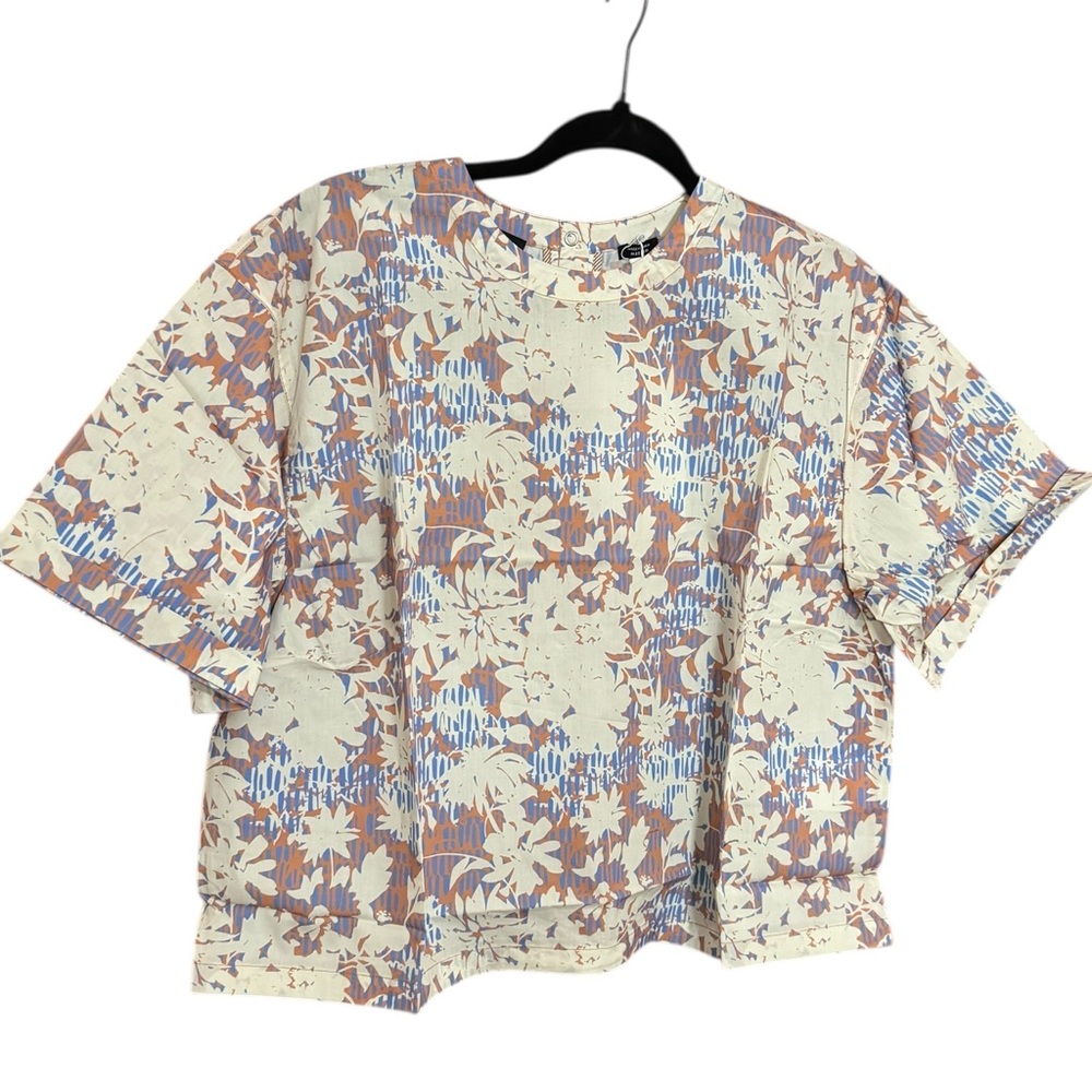 Wildfang The Essential Boxy Top Woodblock Floral 100% Cotton Sz M NWT